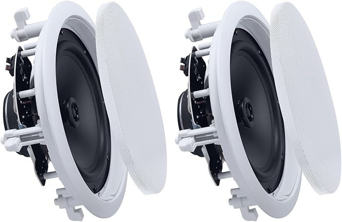 VEVOR in Ceiling Speakers, 8", in-Ceiling & in-Wall Speaker System, Hi-Fi Sound, 150W Peak, 2-Way Flush Mount Speakers, for Damp Humid Placement, Home Theater, Living Room, or Covered Patio, 1 Pair by VEVOR