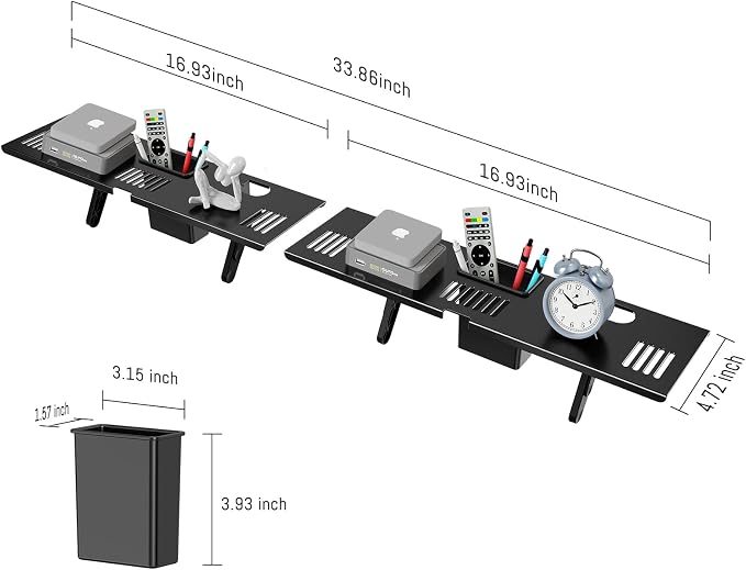 Adjustable Steel TV Top Shelf for Soundbar, Floating TV Stand | Universal Monitor Shelf for Soundbar, Game Console, Cable Box, Router Shelves (33.86"x4.7" with Boxes) - Image 2