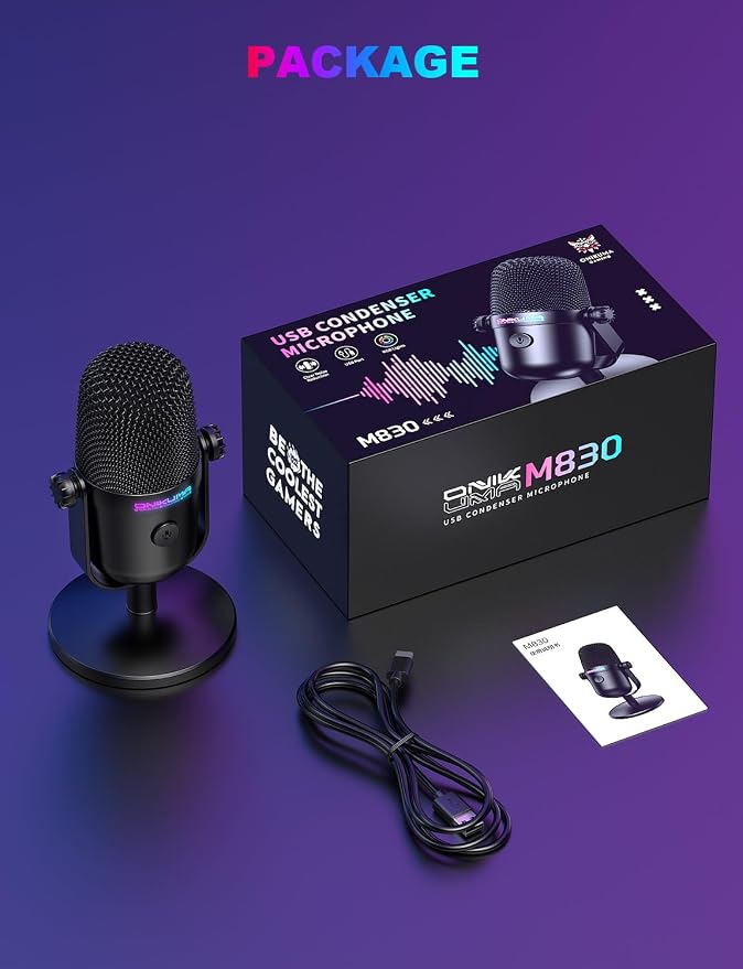 Gaming Microphone with Noise Cancellation & Mute Button, USB Condenser Mic for Streaming/Recording, Ultra-Compact Design, Compatible with PC/Mac/PS4/PS5, Podcast/YouTube/Twitch/Discord (Black) - Image 8
