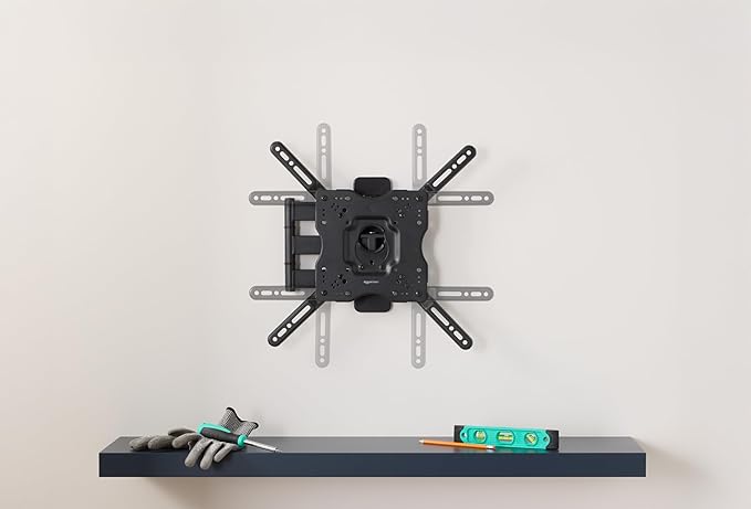 Amazon Basics Full Motion Articulating TV Wall Mount, with Swivel and Tilt, for 26" to 55" TVs and Flat Panels up to 80 Lbs, VESA Compatible, Single Stud, Black - Image 6