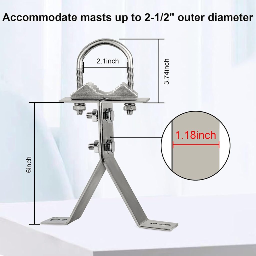 XRDS-RF Antenna Wall Mount 6 Inch Heavy-Duty Stand Off Wall Mast Mount Windproof Mounting Bracket for TV Mast (2-Leg + 2-Leg) - Image 2