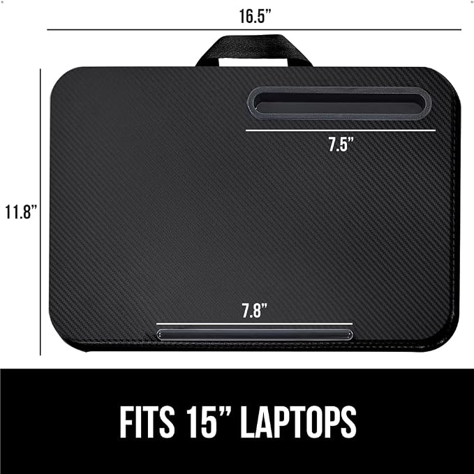 GORILLA GRIP Laptop Lap Desk with Phone Holder, Pillow Cushion Desks Fit Laptops up to 15.6", Tray Ledge Keep Computers in Place, Portable Travel Workstation Essentials for Home, Dorm Room, Black - Image 4