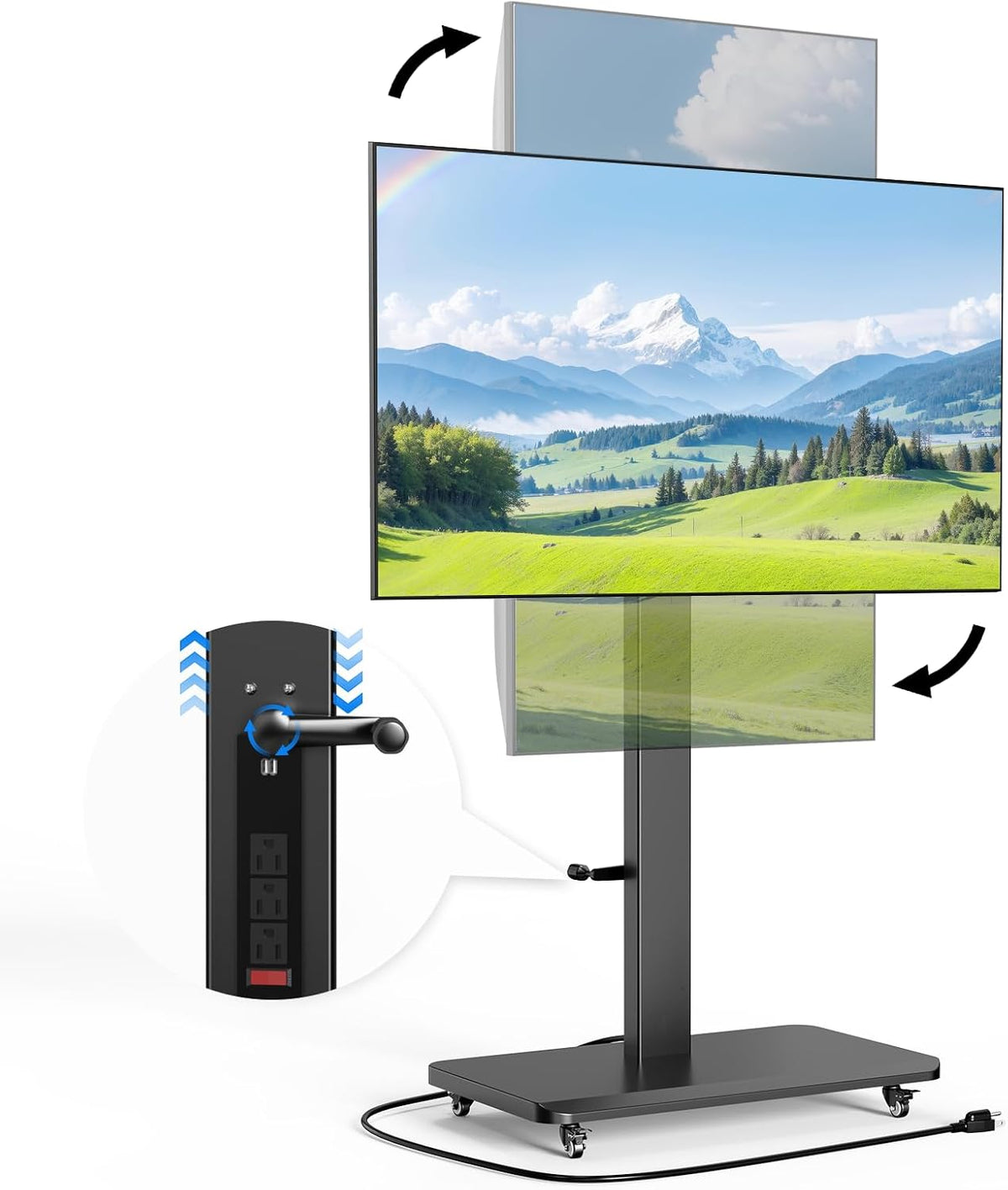 Mobile TV Stand for 32-75inch TVs with Power Outlet TV Cart with Wheels by BEISHI