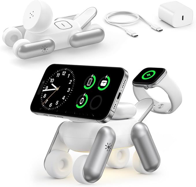 3 in 1 Charging Station for Apple Devices, Magnetic Wireless Fast Charger Stand Compatible with MagSafe for iPhone 17/16/15/14/13/12/Air Series, Apple Watch & Airpods by Bolvunes