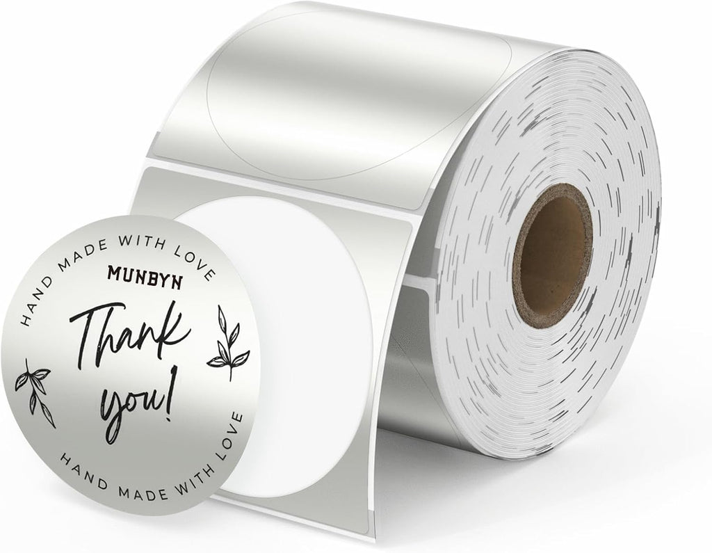MUNBYN 2" Round Holographic Thermal Labels, 400 Sheets/1 Roll by MUNBYN