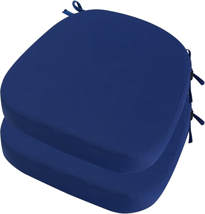 idee-home Outdoor Chair Cushions Set of 2, 17" x 17" D-Shaped | Thick Outdoor Seat Cushions Waterproof Patio Furniture with Ties Dining Pads by idee-home