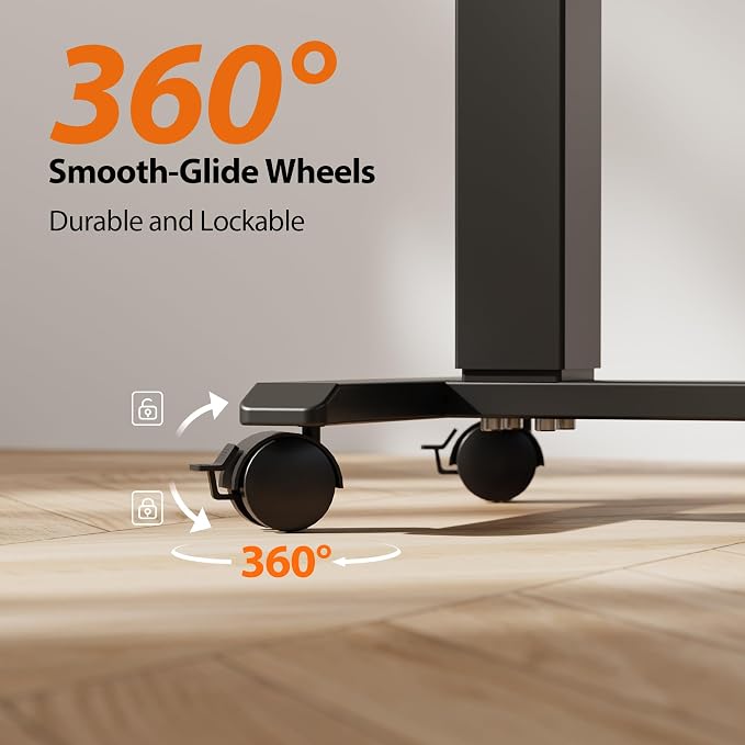 Agilestic 26*16 Inch Height Adjustable Electric Standing Desk, Dark Walnut | Sit Stand Up Computer Desk, with Wheels, Memory Presets, Stable Steel Frame, 88 lbs, Home Office, Studying - Image 7