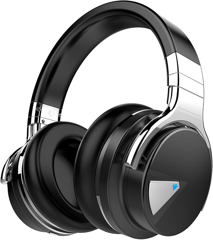 Silensys E7 Active Noise Cancelling Headphones Wireless Bluetooth Headphone with Microphone Deep Bass Over Ear, Comfortable Protein Earpads, 30 Hours Playtime for Travel/Work, Black by Silensys