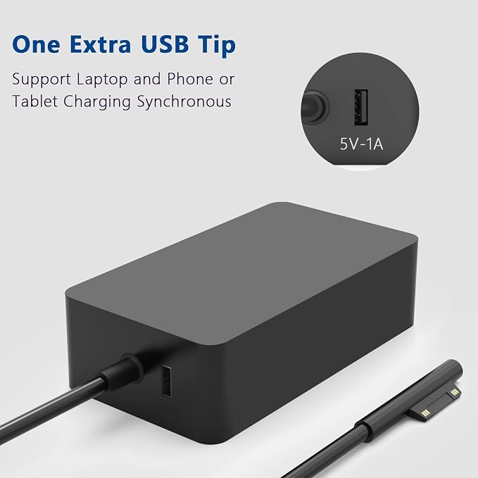 Replacement for Surface Pro Charger 65w | Compatible with Microsoft Surface Pro 11, 10, 9, 8, 7+, 7, 6, 5, 4, 3, X, Surface Laptop 7/6/5/4/3/2/1, Surface Go Book 2/1 - Image 2