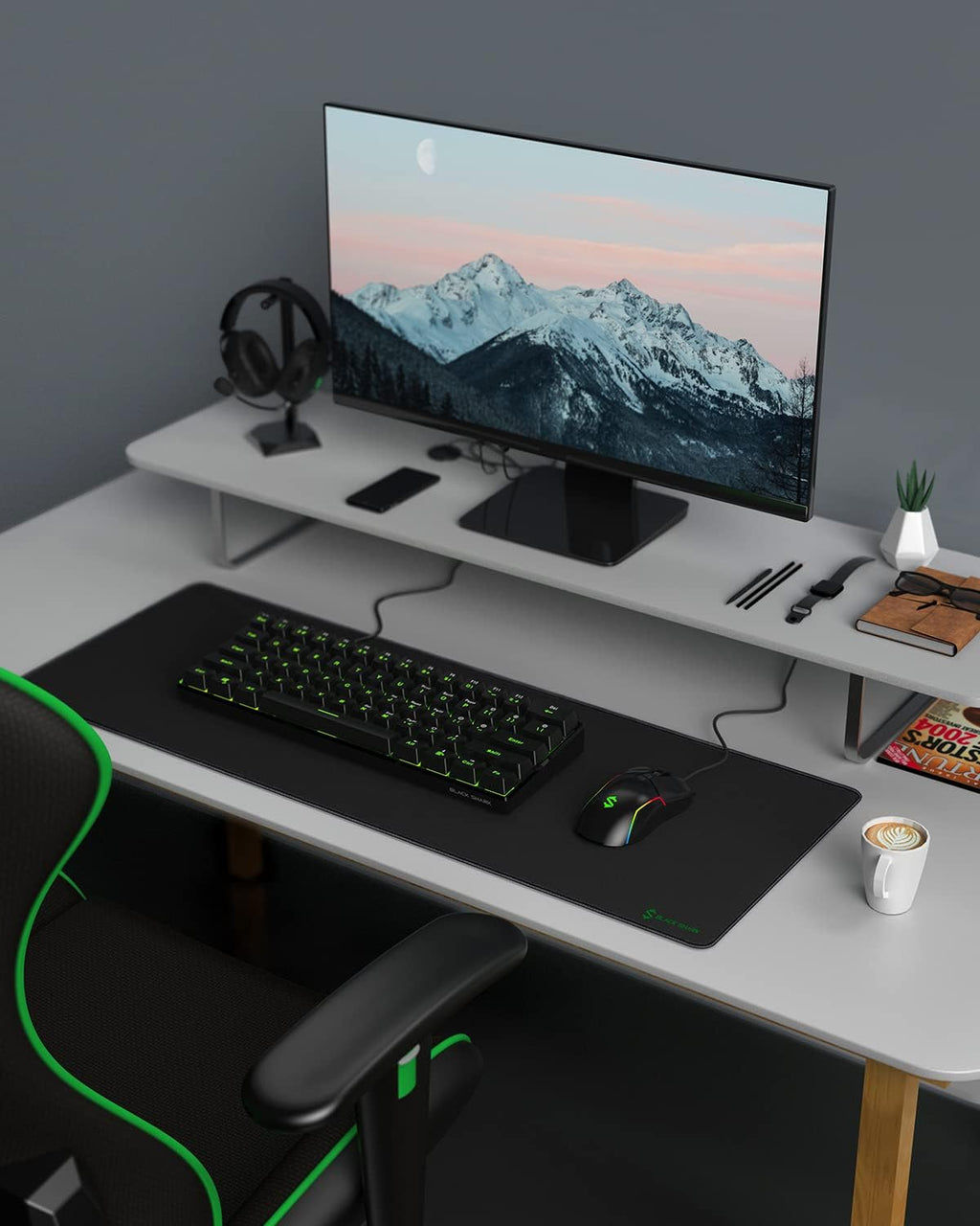 Black Shark Gaming Mouse Pad Desk Mat (31.5” x 11.8” x 0.15”) Mousepad with Superfine Fiber Surface Smooth, Non-Slip Rubber Base, Office Decor for Gamers, Office, Desk Pad Manta P2 - Image 7