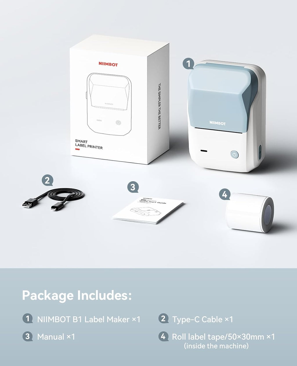 NIIMBOT B1 Label Maker Machine with Tape, 2Inch Thermal Label Printer - Image 9