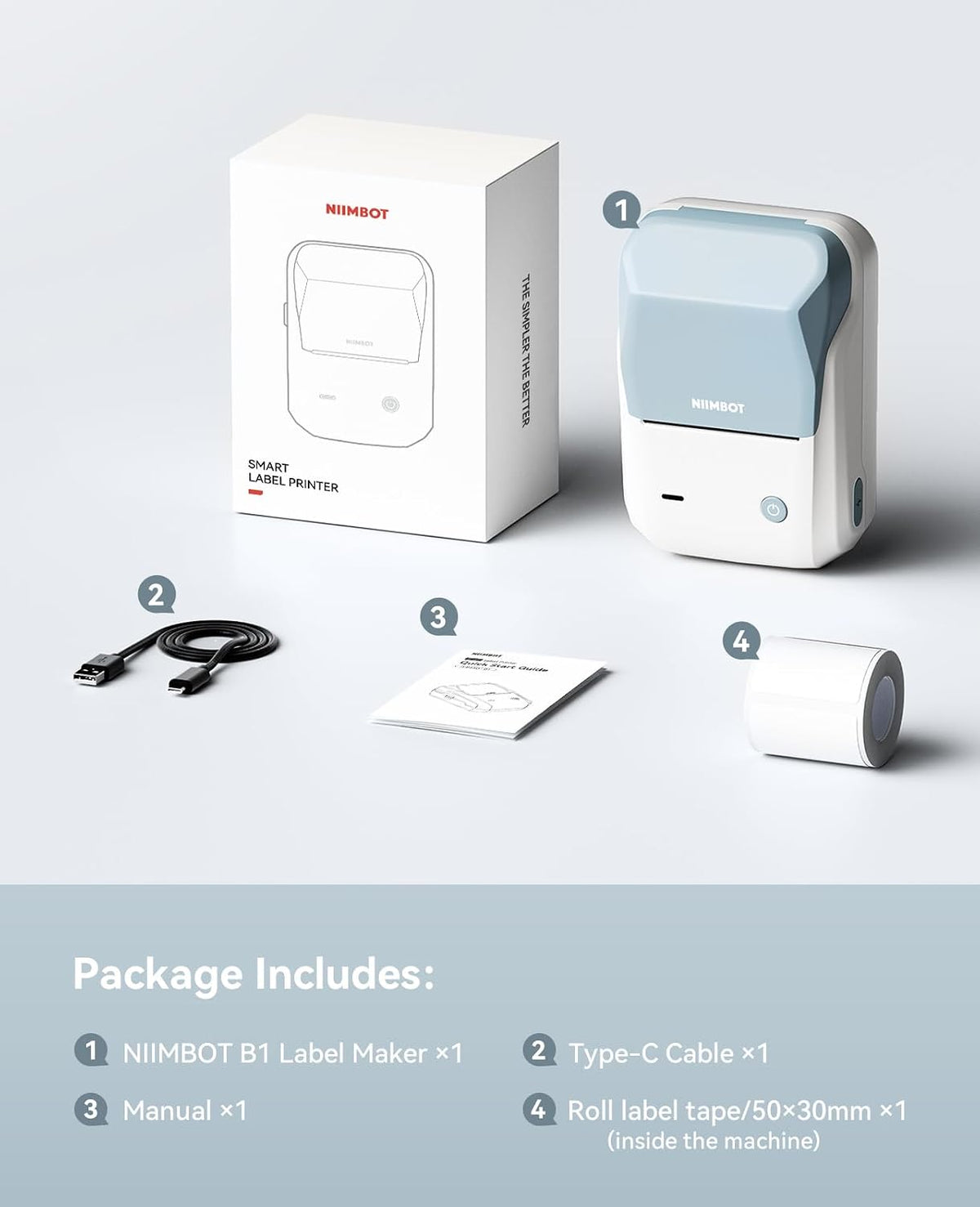 NIIMBOT B1 Label Maker Machine with Tape, 2Inch Thermal Label Printer - Image 9