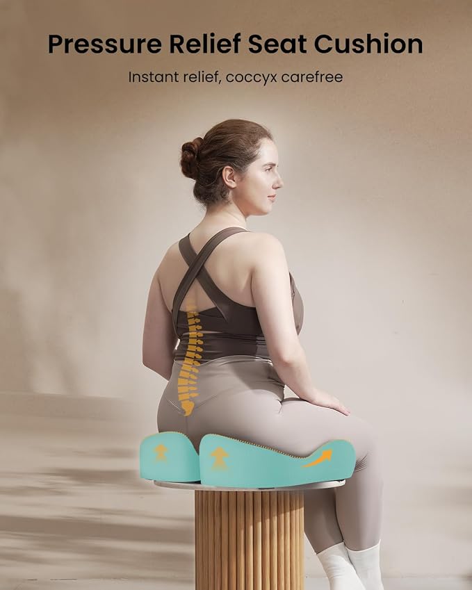 ProtoArc Extra Large Seat Cushions for Office Chairs, Mint Green | Ergonomic Memory Foam Seat Cushion for Home, Extra Cover, Car Seat Cushions for Driving, Pressure Relief Pad for Sciatica - Image 5