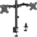 WALI Articulating Dual Monitor Stand for 13-27 inch Screens, 22 lbs per Arm | 2 Monitor Desk Mount, Full Motion with Tilt, Swivel, Rotation, C-Clamp & Grommet Base, VESA 75/100mm (M002), Black by WALI
