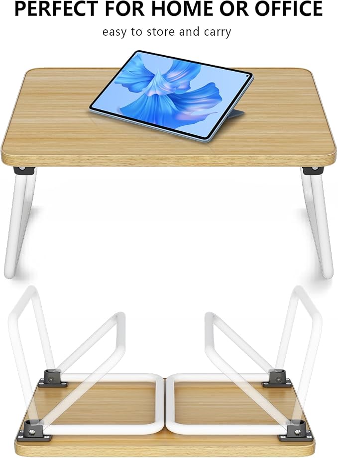 Foldable Lap Desk, Laptop Stand Bed Table Tray for Couch | Portable Breakfast Serving Tray, Lightweight Mini Lap Table, Works Great as Tablet Desk for Working, Reading & Writing,Beige - Image 7