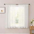 Ivory Short Sheer Curtains 54 Inch Length for Bedroom 2 Panels Set | Light Filtering, Rod Pocket, Elegant Solid Voile Sheer, Living Room Window Treatments, Airy Soft Fabric, 42"W X 54"L by OWENIE