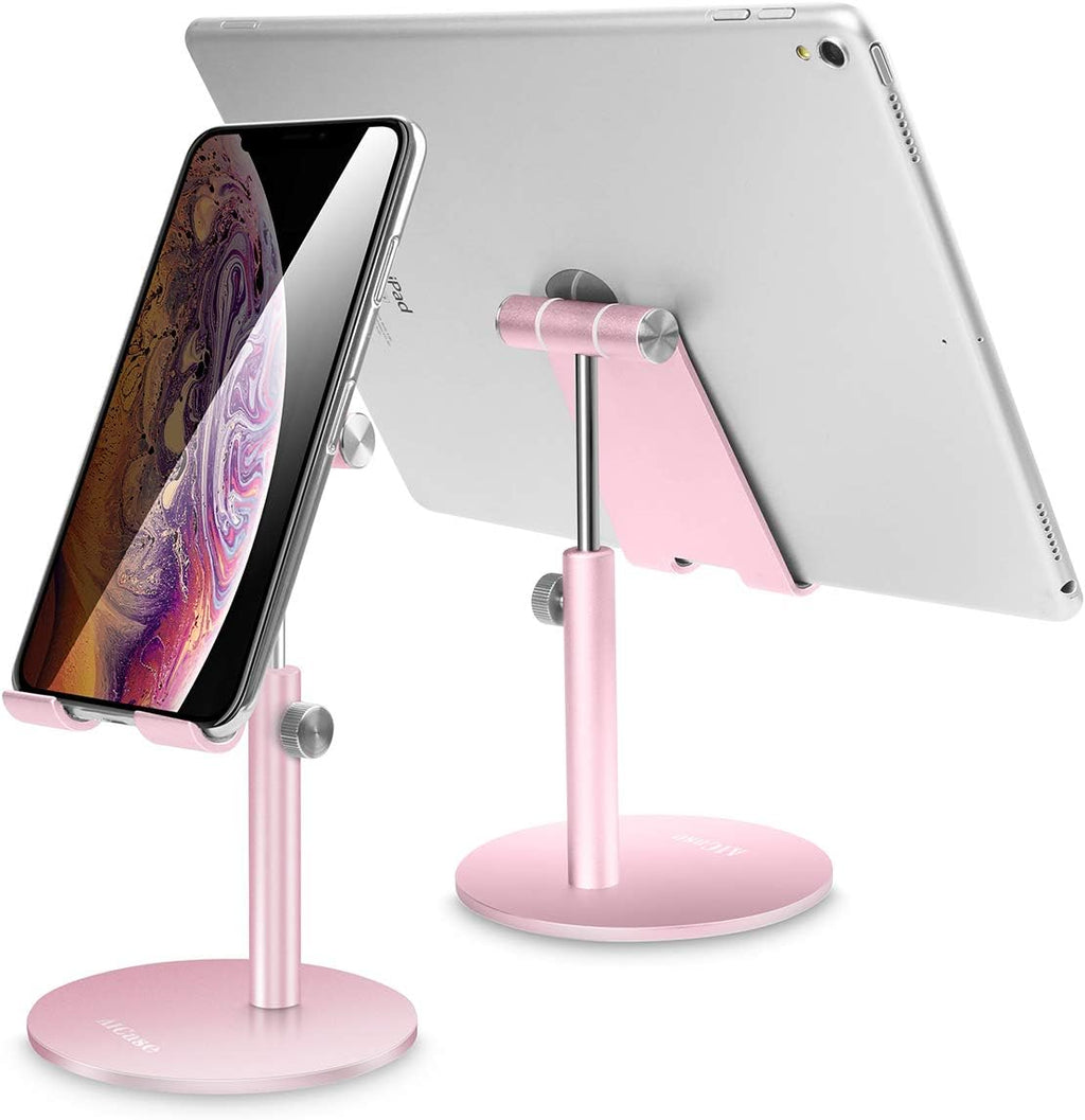 AICase Adjustable Tablet/Phone Stand, Telescopic Adjustable iPad Stand Holder,Universal Multi Angle Aluminum Stand Compatible with Smart Cell Phone/Tablet/iPad(4-13 inch), Rose Gold by AICase