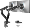 HUANUO FlowLift Pro Dual Monitor Mount for 13–27" Screens, MechaSpring Monitor Stand, Adjustable Monitor Arms for 2 Monitors with Tilt/Swivel/Rotation, Tool-Free VESA Mount, Max Load 15.4 lbs by HUANUO