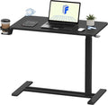 FLEXISPOT H7 28" Pneumatic Height-Adjustable Overbed Table with Wheels | C-shaped bedside table,Medical End Table,Rolling Cart TV Tray,Laptop desk for Hospital Home office use,27.6"Wx15.7"D,Black by Unknown