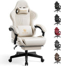 GTPLAYER Gaming Chair with Speakers, Video Game Chairs with Footrest, PC Gamer Chairs for Adults - Padded High Back Ergonomic Reclining Silla Gamer, Linkage Armrest, Ace Pro, Ivory by GTPLAYER