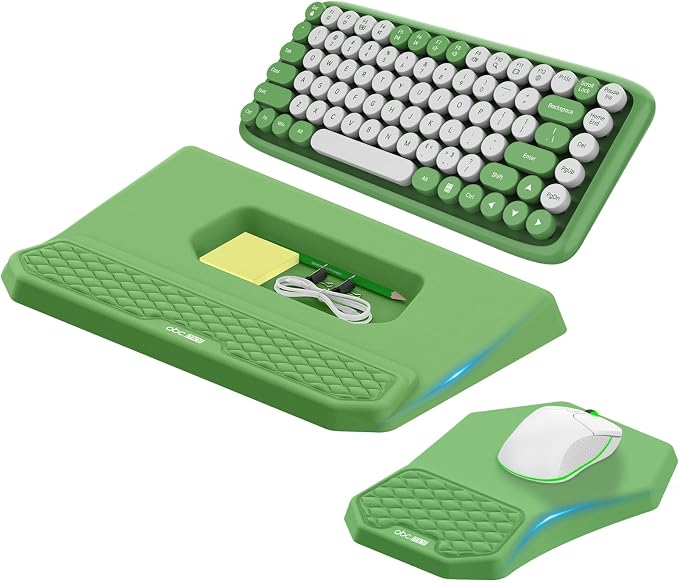 Ergonomic Wrist Rest with Keyboard Stand and Mouse Pad for Easy Typing | Keyboard Holder with Storage Slot, Mousepad for Carpal Tunnel Pain Relief with Massage Bulge and Slow Rebound Memory Foam by abcmat