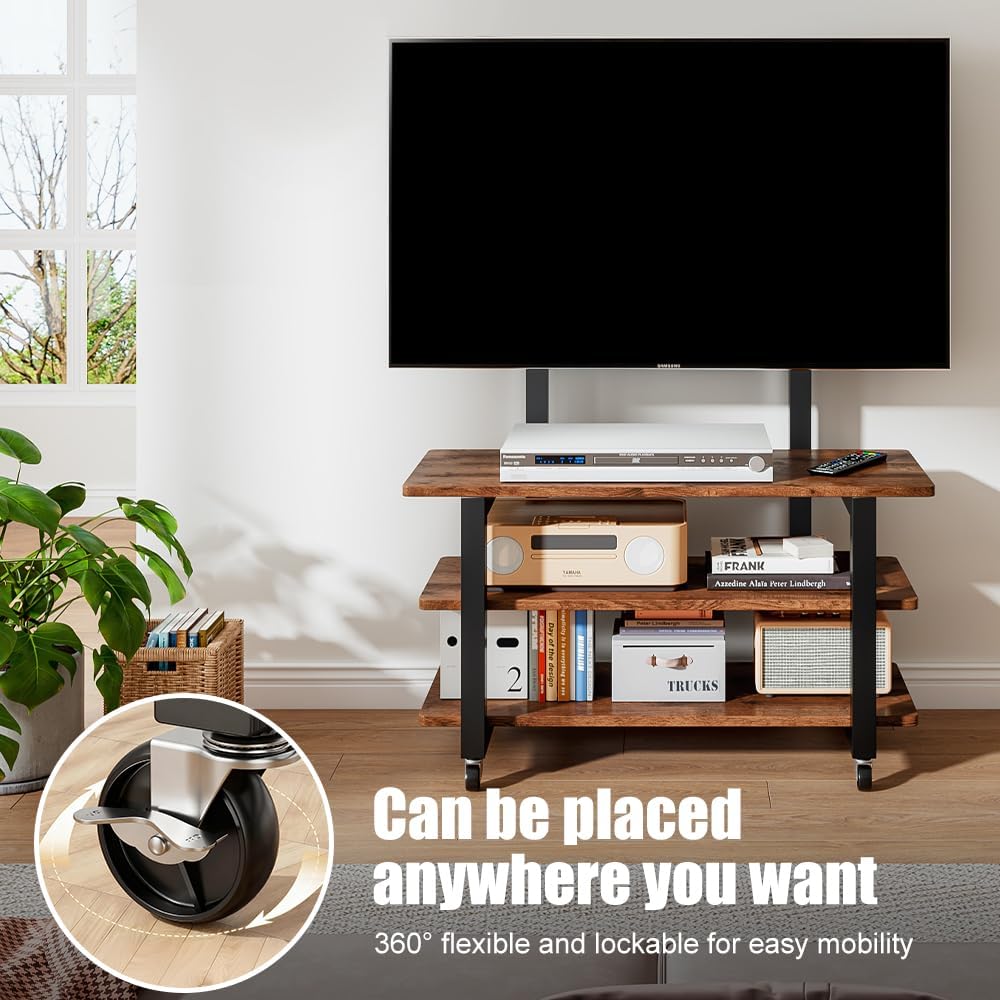 Mobile TV Stand Cart with Wheels for 32-70 inch Screens, Rolling AV Display - Image 3