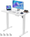 HUANUO Electric Small Standing Desk, Whole Piece Desktop, Adjustable Height Computer Desk, 4 Height Memory Settings, Sit Stand Up Desk for Home Office, 35" x 20", White by HUANUO