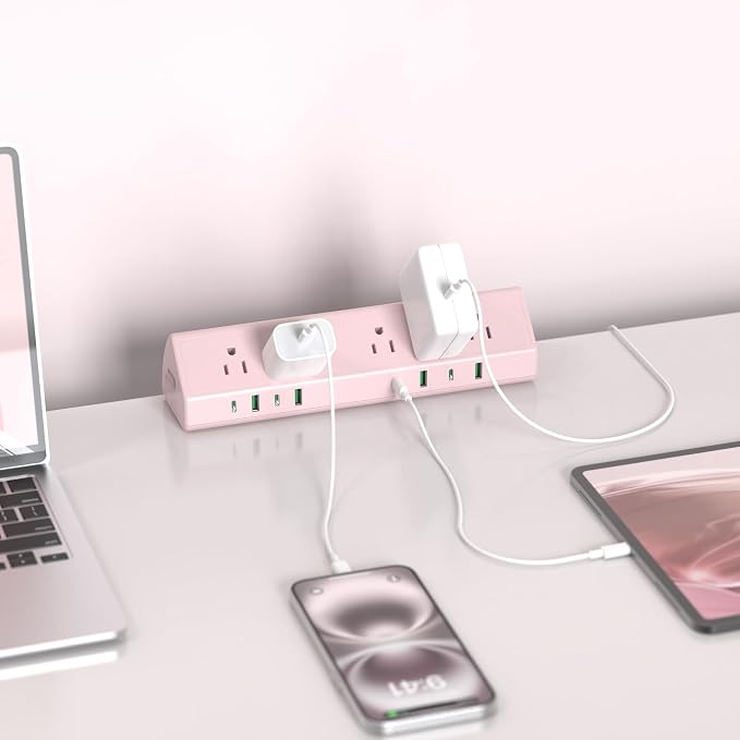 Jgstkcity Desk Clamp Power Strip USB C 45W,8 USB,10FT,Purple | Surge Protector 1200J,Fit 1.96'' Tabletop Edge Mount,1875W Extension Cord,15A Switch,ETL Listed,Office,Gaming,Dorm - Image 5