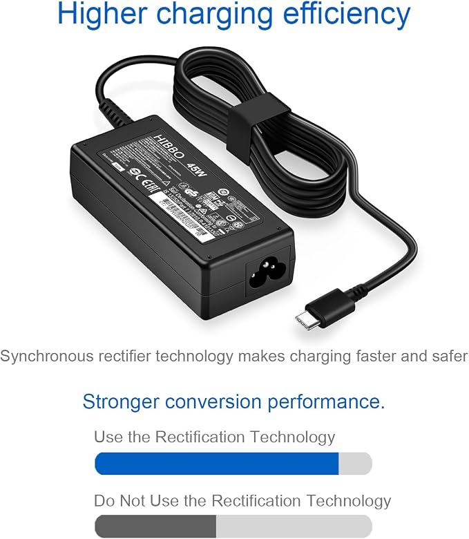 USB C Laptop Charger Chromebook Charger Compatible with HP Power Adapter | For HP, Lenovo, Dell, Acer, Asus, Samsung, Google Type C 45W Universal Power Adapter - Image 4