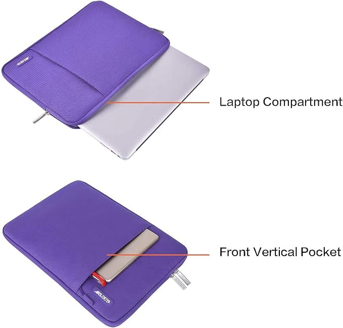 MOSISO Laptop Case 13.3 inch, 13-13.3 inch Laptop Sleeve Bag with Pocket | Compatible with MacBook Air/Pro 13/Pro 14 M5 M4 M3 M2 M1, HP Dell ASUS Lenovo, Polyester Vertical Computer Bag, Ultra Violet - Image 4