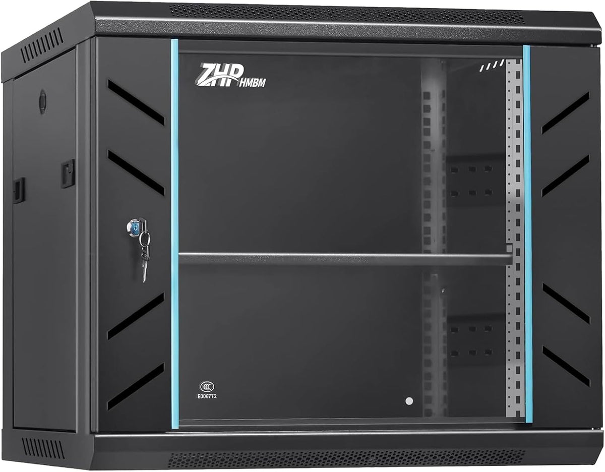 9U Wall Mount Server Cabinet with Lockable Door Heavy Duty IT Network Rack Enclosure for Data Centers & Network Equipment by ZHPHMBM