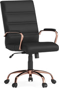Flash Furniture Mid-Back Black LeatherSoft Executive Swivel Office Chair with Rose Gold Frame and Arms by FlashFurniture