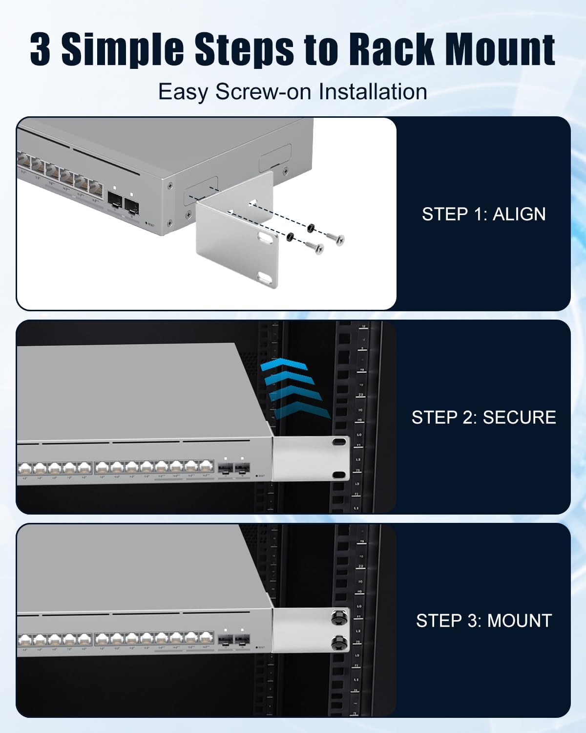 Metal Rack Mount Ears Fits for UniFi Switch Pro Max 16 PoE - Image 5