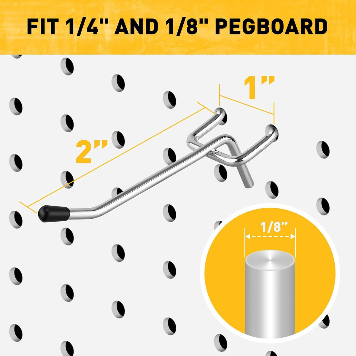 55-Piece 2 Inch Pegboard Hooks, Heavy Duty Peg Board Organizer Accessories, Peg Board Tool Hangers Fit for 1/4" and 1/8" Pegboard Hanging Tools Garage, Workshop, and Craft Storage - Image 2
