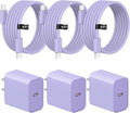 iPhone 17 16 15 Charger Fast Charging 3 Pack USB C Charger Block | Type C Chargers 6FT Cord Wall Chargers for iPhone Air/17/17 Plus/17 Pro/17 Pro Max/16/16 Plus/16 Pro/16 Pro (Purple) by STAKCYE