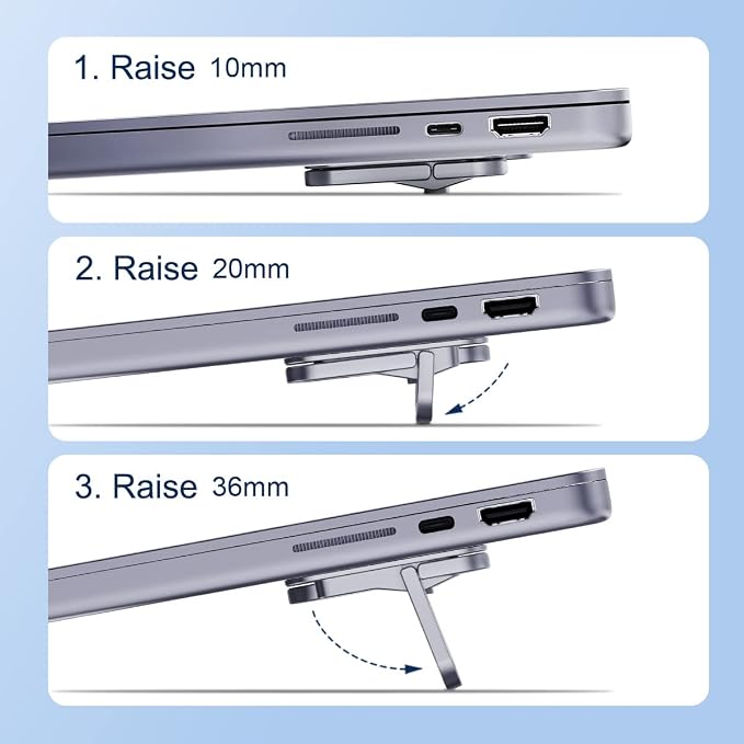 Hagibis Laptop Stand Adjustable Height for Desk, Portable Invisible Laptop Riser, Ergonomic Mount Keyboard Kickstands Aluminum Cooling Pad for MacBook Pro Air, Tablet Laptop (Grey) - Image 2