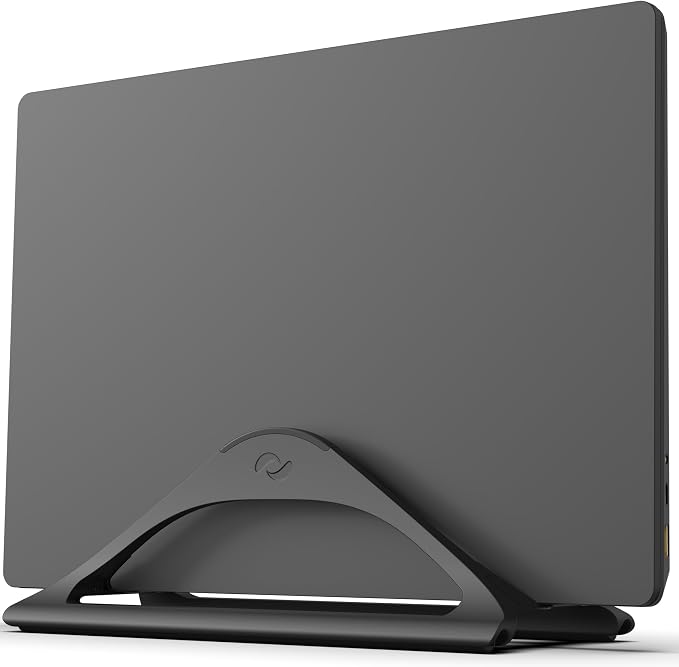 HumanCentric Vertical Laptop Stand for Desks Adjustable Matte Black MacBook | Upright Adjustable Holder to Dock Apple MacBook Stand, and Other Laptops to Organize Work & Home Office, Automatic Grip by HumanCentric
