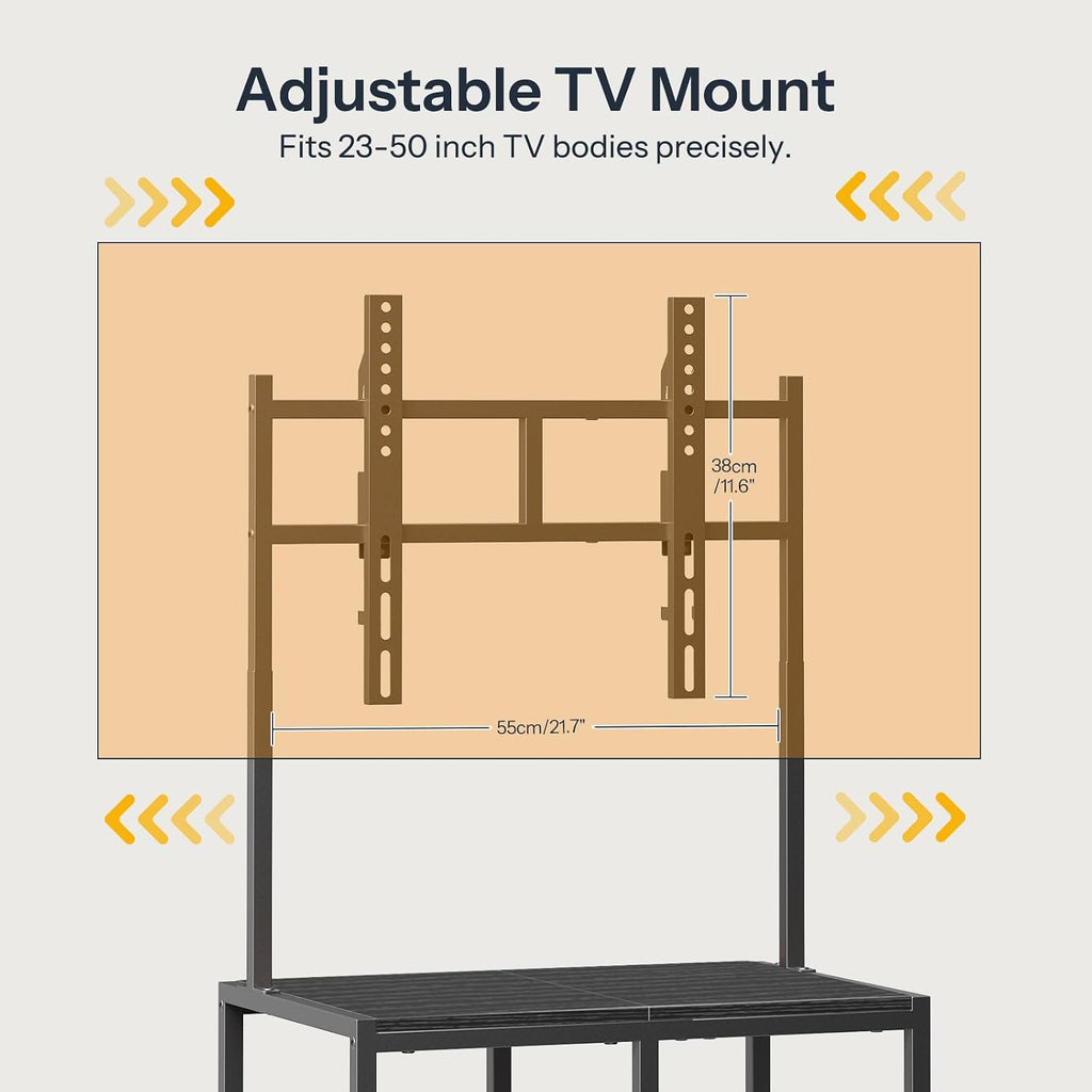 HOOBRO Small TV Stand with Wheels and Mount for 50 Inch TVs, Mobile Rolling TV Stand with Storage Shelves, Small Entertainment Center, for Living Room, Bedroom, Study, Black BB37DS01 - Image 7