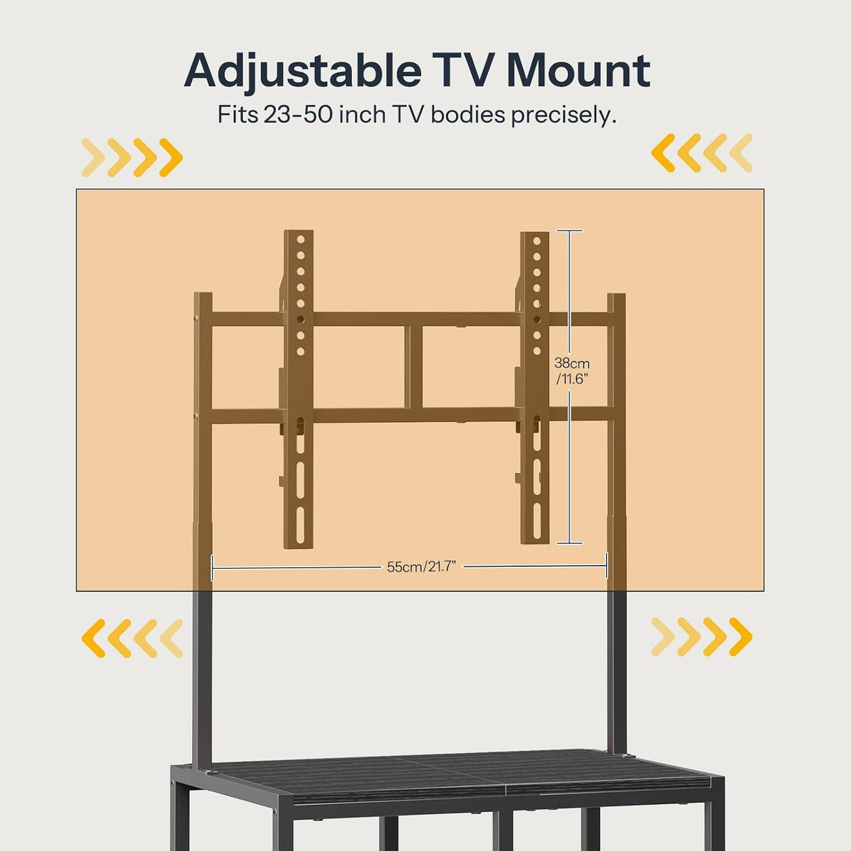 HOOBRO Small TV Stand with Wheels and Mount for 50 Inch TVs, Mobile Rolling TV Stand with Storage Shelves, Small Entertainment Center, for Living Room, Bedroom, Study, Black BB37DS01 - Image 7