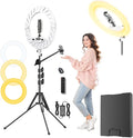 Ring Light 18" with Stand, 55w 6700K LED Light,63" Tripod,Multi-Angle Adjustable Phone Stand, for iPhone and Android Phones, CRI95, Suitable for YouTube, TikTok, Selfies (White, 18") by Fyrxznth