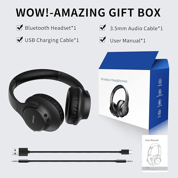 KVIDIO Bluetooth Headphones Wireless Over Ear Headsets 65H Playtime | Deep Bass, HiFi Stereo, Bluetooth 6.0, Microphone, Comfortable Fit, Foldable, Lightweight, Low Latency for Travel Home Office - Image 9