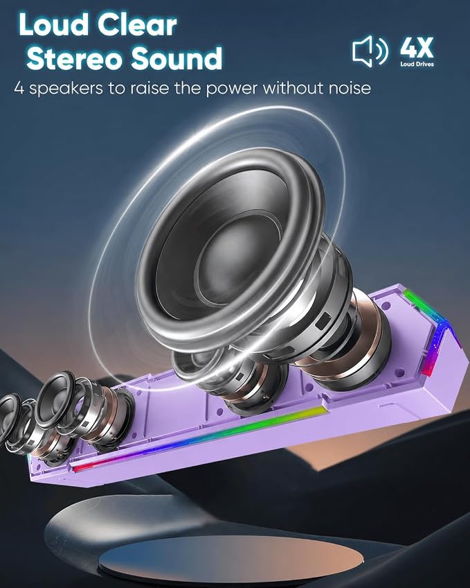 LENRUE G11 Computer Speakers for Desktop, Touch Lights PC Speakers with Surge Clear Sound, USB C/USB Powered, AUX Audio for Computer Desktop PC Laptop Desk (Purple) - Image 2