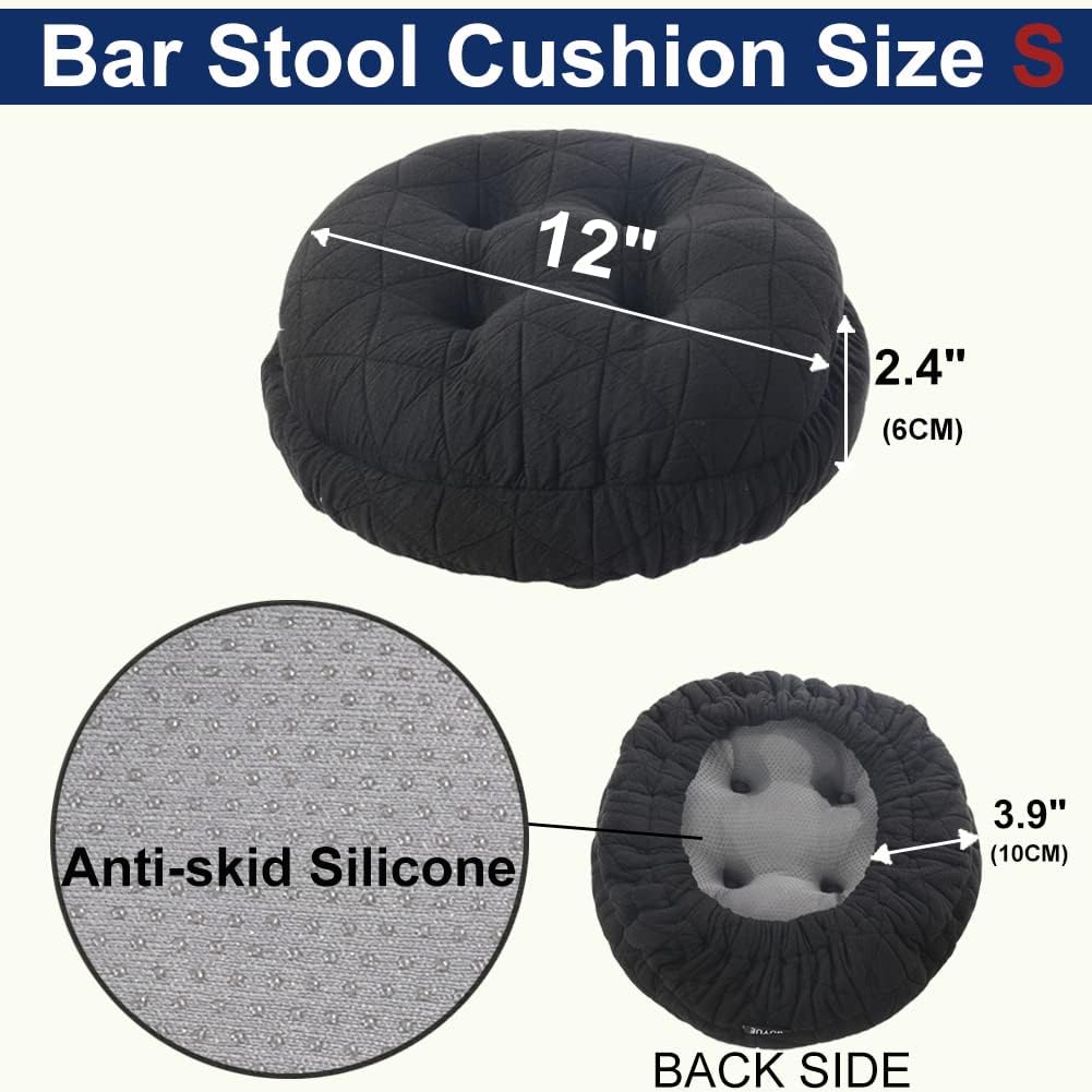 BUYUE Round Bar Stool Seat Cushion, Dia.12 Luxury Fashion Jacquard with Anti-Skid Silicone Bar Stool Cushion Padded (Black, S,1 Count) - Image 3