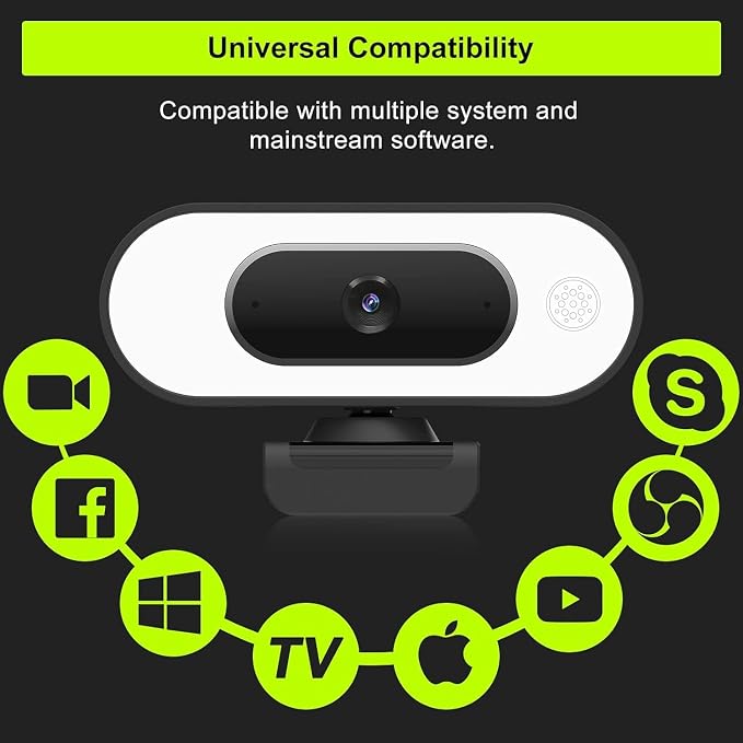 ToLuLu 1080P Full HD Webcam with Ring Light Microphone Streaming Web Camera | for PC Mac Laptop Desktop, USB Computer Webcam with Privacy Cover and Tripod for Zoom Meeting Skype Teams Twitch - Image 8