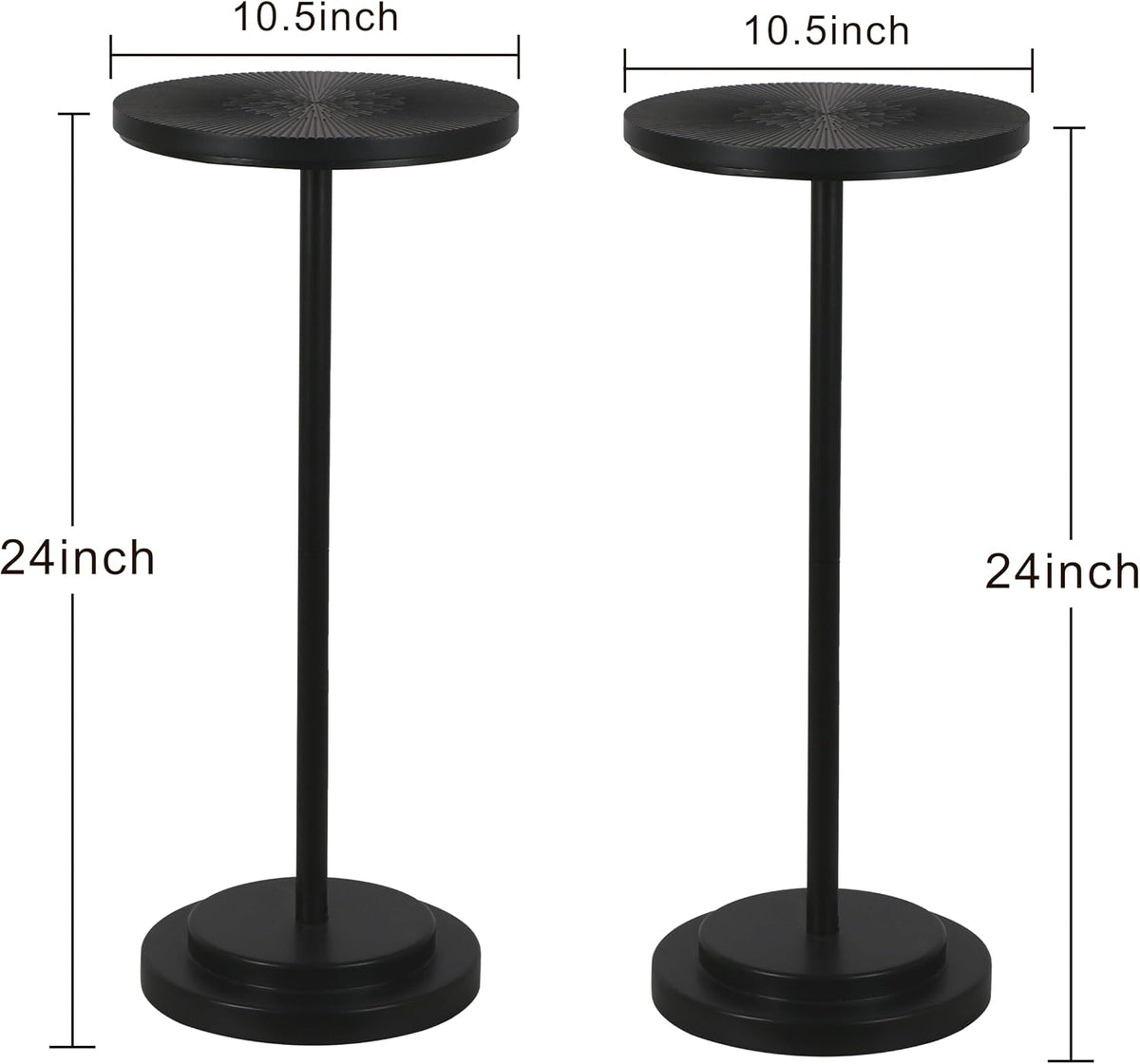 COVLON Drink Table Set of 2, Small Round Pedestal Side Table with Carved Top for Living Room, Bedroom, Small Space, Corners and Office, Black - Image 2