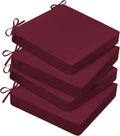 Basic Beyond Outdoor Chair Cushions for Patio Furniture, Waterproof Outdoor Seat Cushions Set of 4 19 x 19, Patio Chair Cushions Set of 4 with Ties and Handle, Burgundy by BasicBeyond