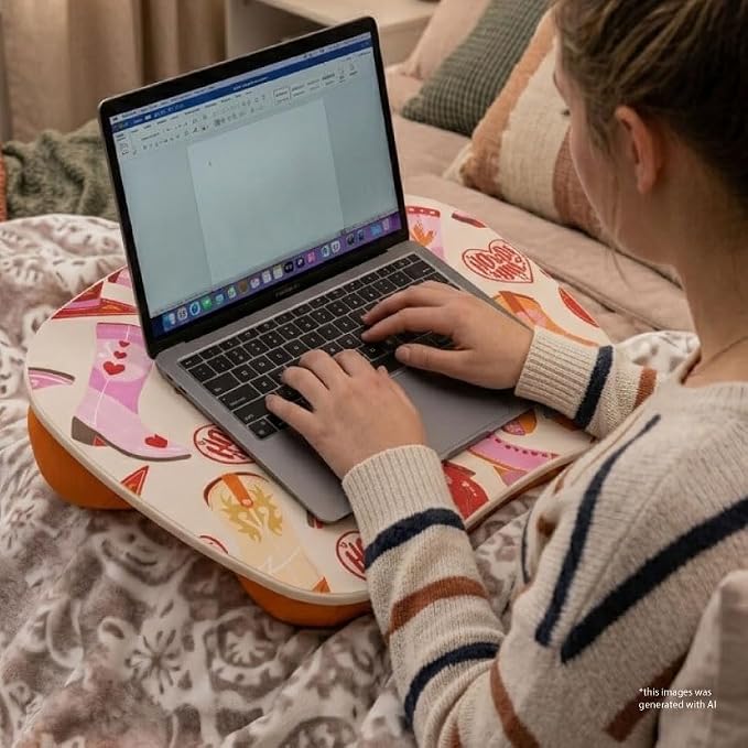 LAPGEAR MyStyle Lap Desk – Boots, Fits 15.6" Laptops | Dual-Bolster Microbead Cushion, Built-In Carry Handle, Ergonomic Curved Front Edge - Image 6