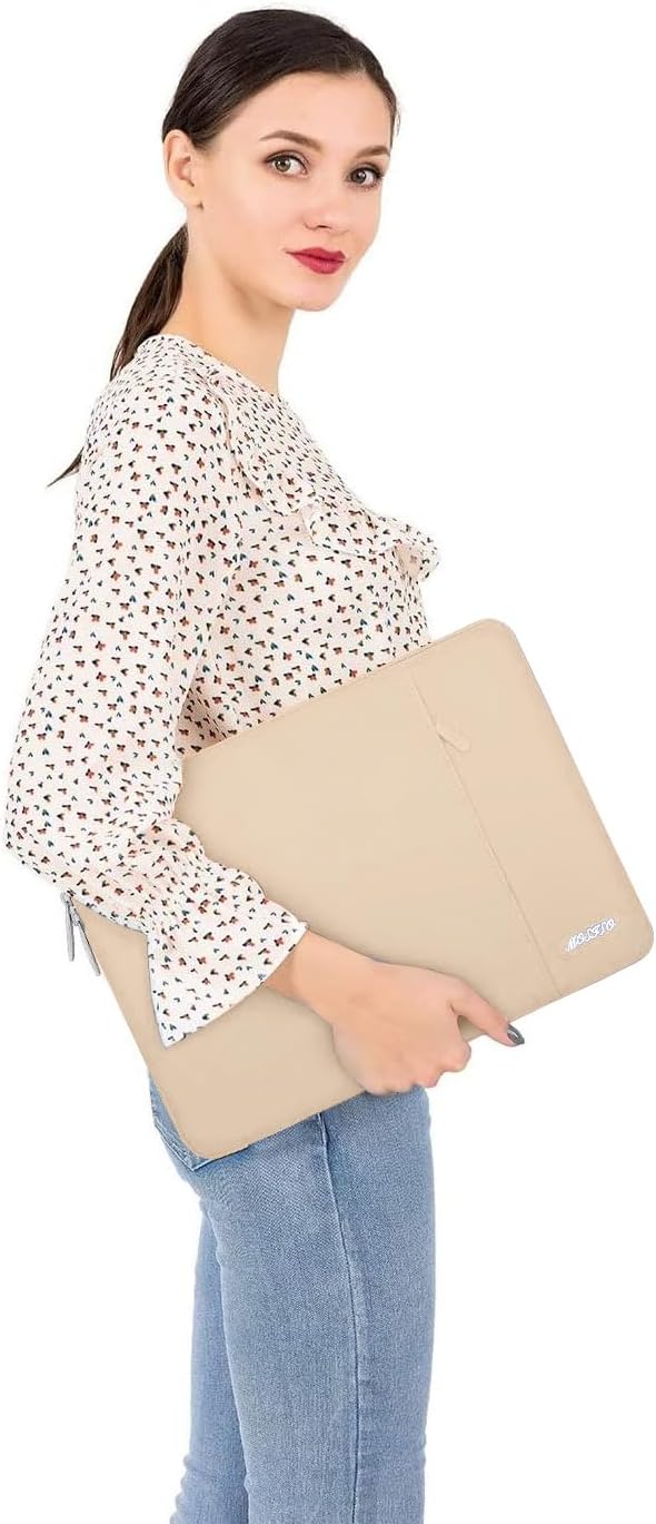MOSISO Laptop Case 14 inch, Laptop Sleeve Bag with Pocket | Compatible with HP Lenovo Dell ASUS Acer, HP Stream, Dell Latitude, Polyester Vertical Computer Bag, Apricot - Image 5