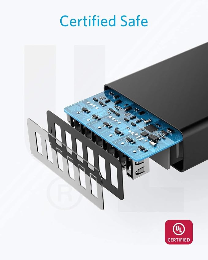 Anker Desktop Charger, 60W 6 Port USB Multiple Charging Hub | PowerPort 6 Multiple USB Charger, Campatible with iPhone, iPad, MacBook, Galaxy, LG, HTC, and More - Image 7