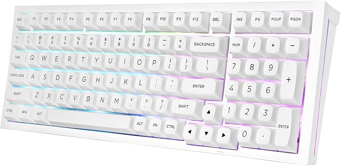 Redragon K723 Wireless Mechanical Gaming Keyboard, Creamy Switches, White | Bluetooth/2.4G/USB-C Wired, RGB Backlit, Hot Swappable Pre-lubed, 96% Custom Gasket Structure for PC/Mac/PS/Xbox by REDRAGON